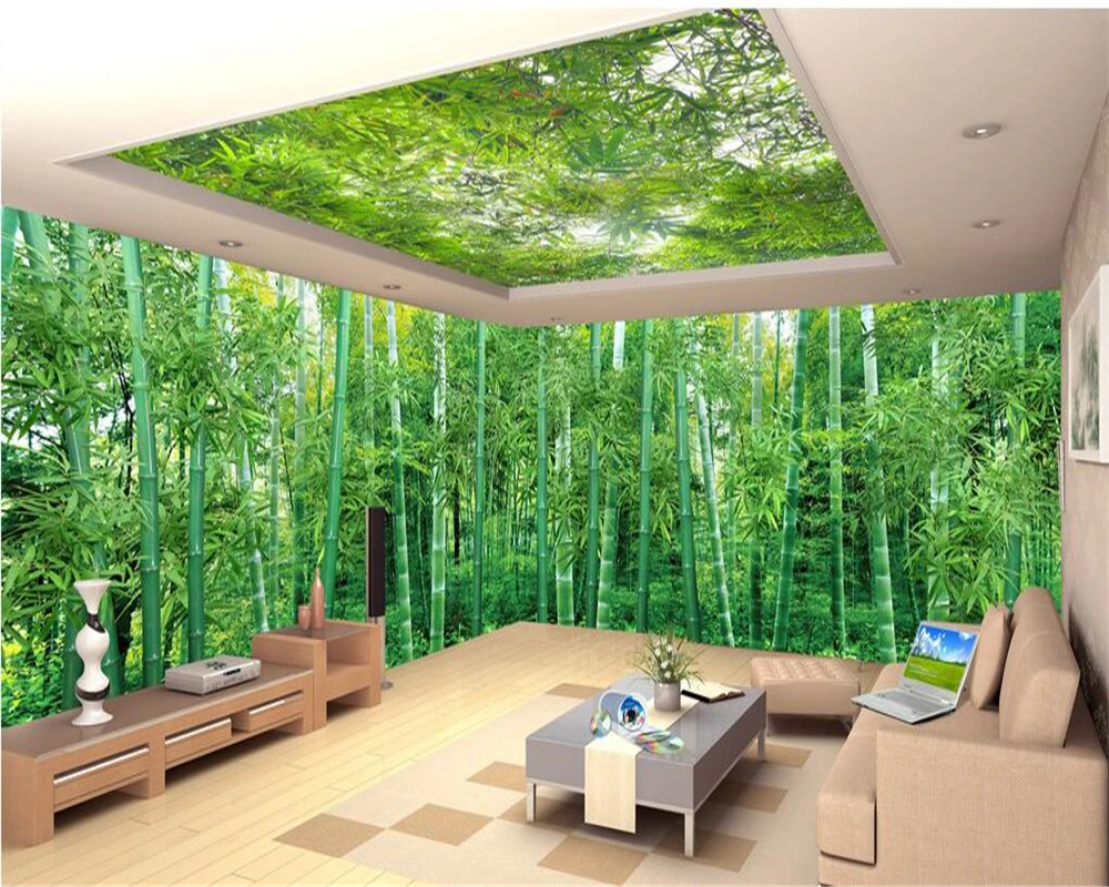 

Beibehang Custom mural wallpaper panorama natural scenery bamboo forest landscape living room TV background wall 3d wallpaper