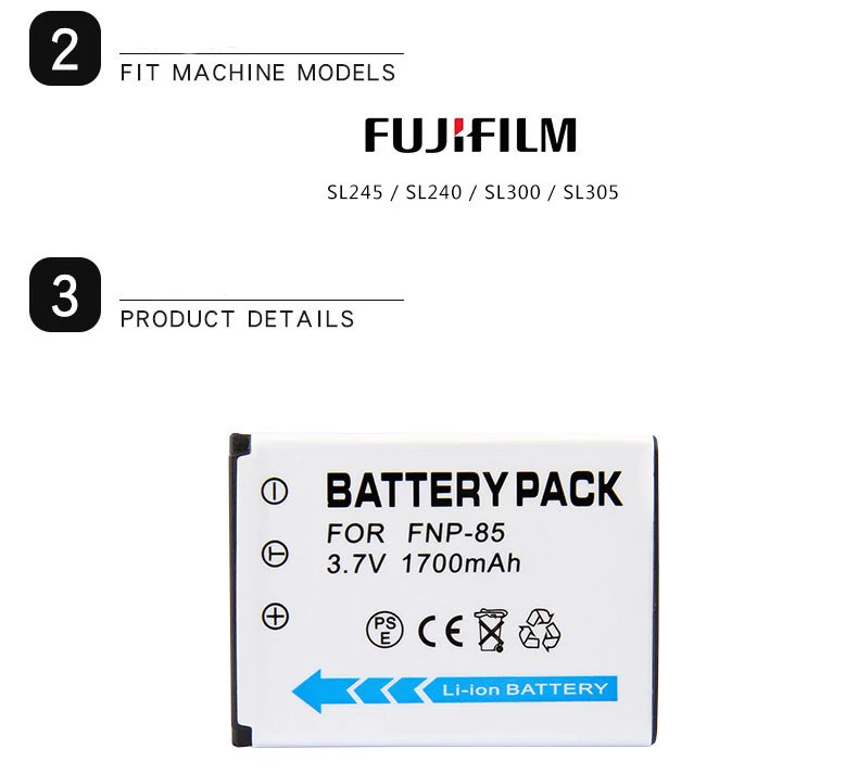Dinto 1 шт. 1700 мА/ч, NP-85 NP 85 NP85 FNP-85 FNP85 FNP 85 цифровой Камера аккумулятор для Fujifilm NP170 SL240 SL245 SL300 SL305 CB170