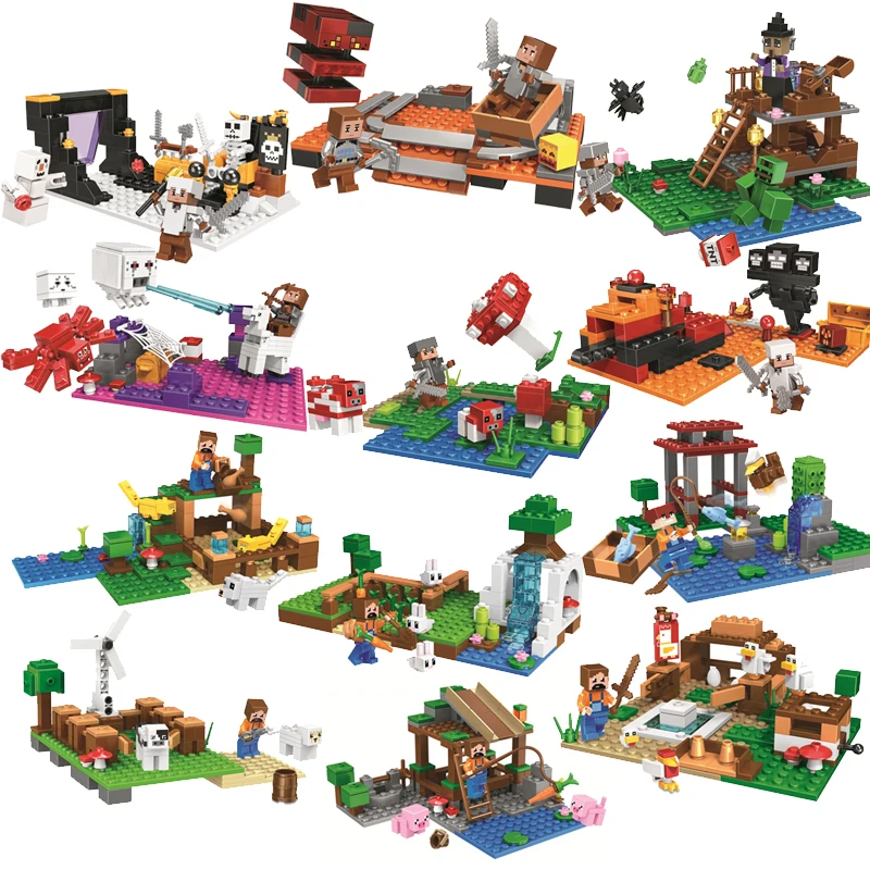

My World Minecraft Compatible legoingly Zombie Mini Steve Figures Building Blocks Bricks Educational DIY Toys For Children Gifts
