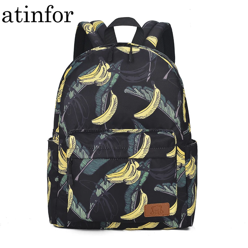 Бренд atinfor, водонепроницаемый женский рюкзак с принтом банана, женский рюкзак для путешествий, студенческий рюкзак, сумка для книг