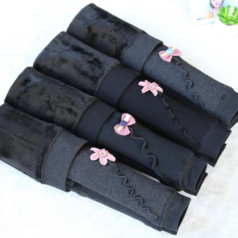 

2018 New Girls Thick Warm Leggings Autumn Winter flowers Girl Pants Elastic Waist Cotton Girl Leggings Girl Pants Trousers