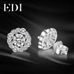 EDI Мода Для женщин Forever Brilliant 0.5ct круглой огранки заявление Серьги-гвоздики для Для женщин s 14 К 585 белые свадебные Ювелирные украшения подарки