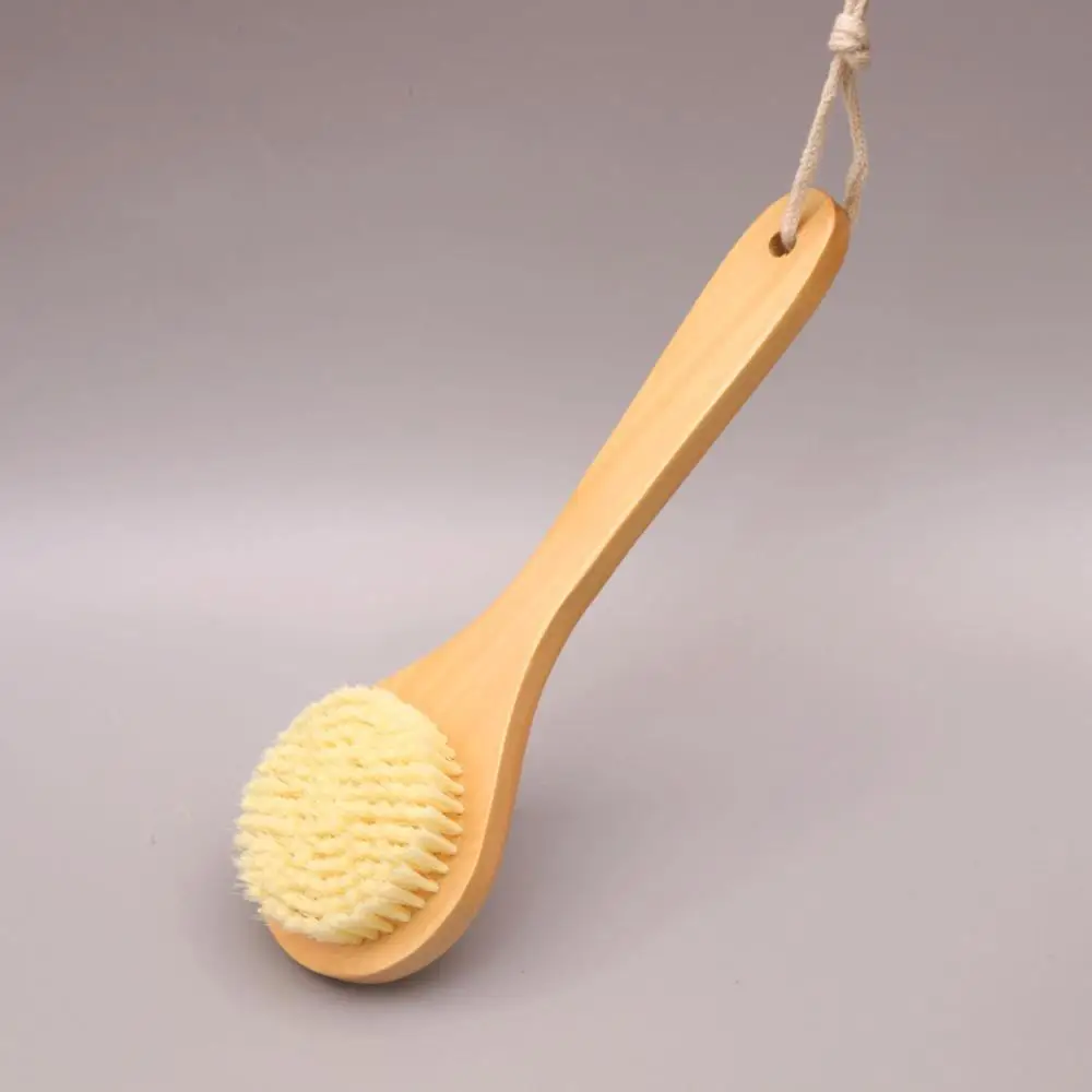 YOULU Short Handle Wooden Bath Brush Body Massager Hand Held Body