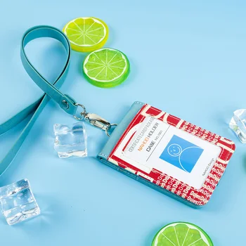 

1PCS PU ID Badge Holder Accessories Vertical Credit Card Bus Cards Case Papelaria Cute Stationery Stoer office Supplies