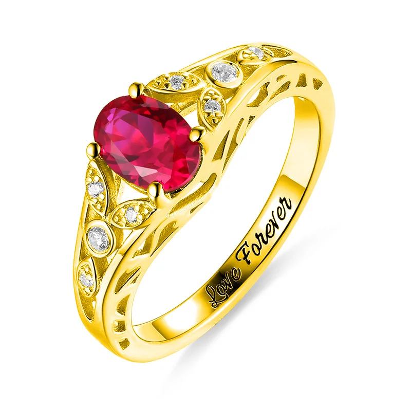 

Wholesale Promise Ring For Couple Women Oval Birthstone Vine Ring For Her Wedding Rings For Lady In Gold Color