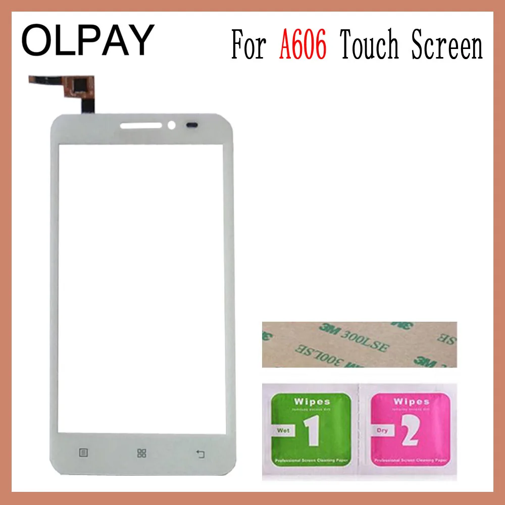OLPAY 5,0 дюйма для lenovo A606 A 606 сенсорный экран дигитайзер панель передняя внешняя стеклянная линза сенсор Бесплатный клей+ салфетки