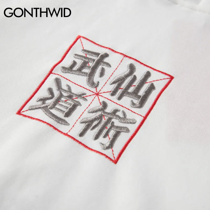 GONTHWID вышивка китайские персонажи краны легкие свободные кофты пуловер толстовки с капюшоном Осень Harajuku Повседневная Уличная одежда