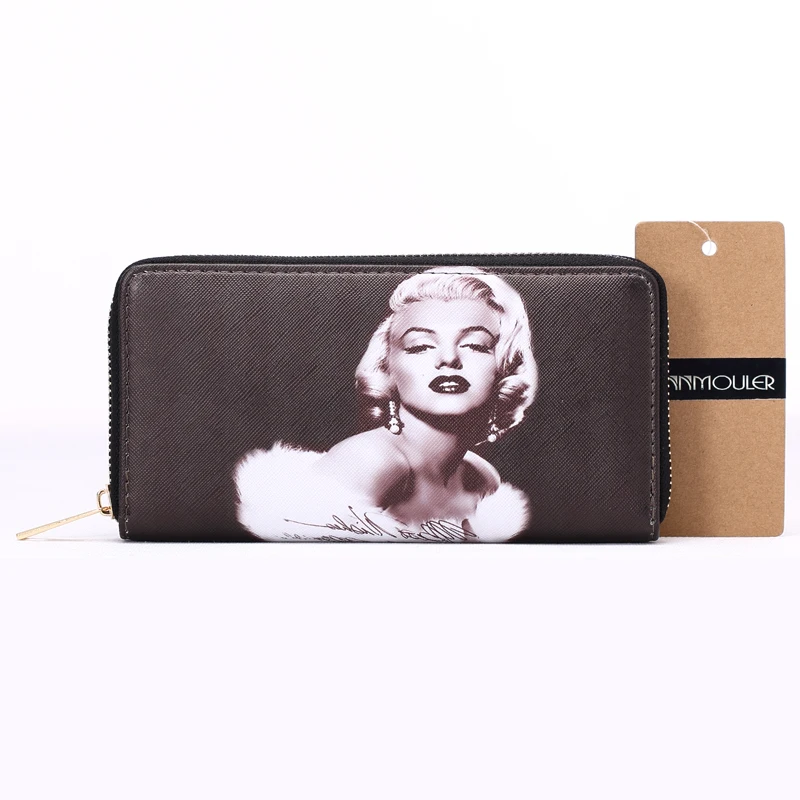 Новые авторские Дамские кошельки ПУ кожаные держатели для карт 3D Мэрилин Монро кошельки с принтами длинный размер портмоне бумажник