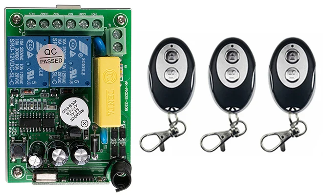

Hot Sales AC220 2CH 10A Wireless Remote Control Switch System 1*Receiver and 4* ellipse shape Transmitter Applicance Garage Door