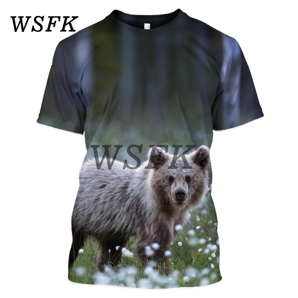 

2019 WSFK brand clothing animal bear pattern men's round neck T-shirt men's fashion T-shirt casual sports men's T-shirt XS-5XL
