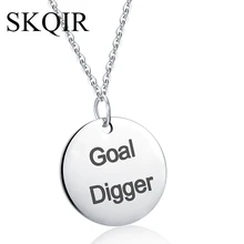 Custom Name Necklace Engrave Letter Coin Pendant Personalized Round Necklace Stainless Steel Silver Color Jewelry Gift solid silver guitar pick necklace with bell engrave your signature custom name necklace hand written jewelry