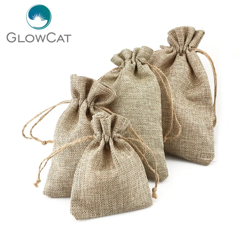 

10PCS Christmas Linen Jute Drawstring Gift Bags Sacks Wedding Birthday Party Favors Drawstring Gift Bags Baby Shower Supplies