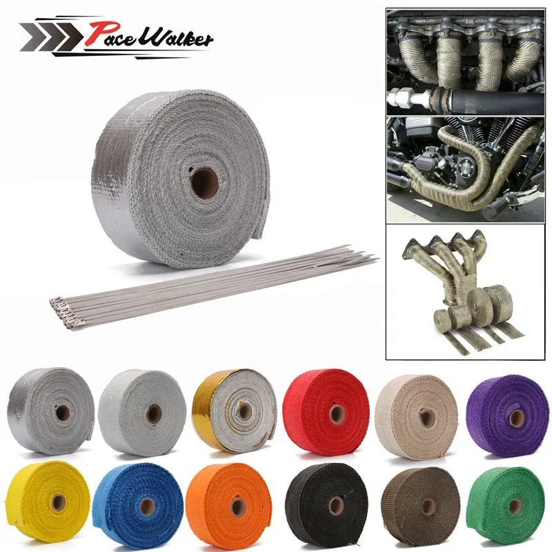 

1.5mm*50 mm*10m Motorcycles Exhaust Header Pipe Heat Wrap Manifold Turbo Shields Insulation Roll Tape Virgin Glass Fiber