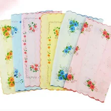12 шт./лот, женское полотенце для мытья, хлопок, носовой платок, для обеда, для лица, цветная ткань с цветочным принтом, 30*30 см