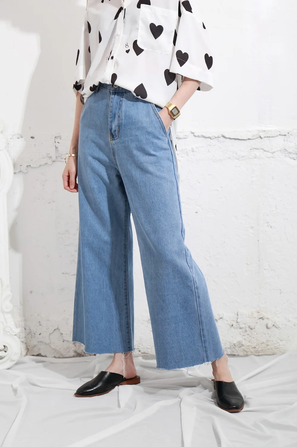 Женские джинсы Feminino весенние модные джинсовые брюки светло-голубые мягкие расклешенные широкие джинсы женские брюки плюс размер