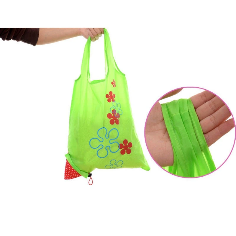 8 Colors Portable Eco Recycle Reusable Large Strawberry Folding Supermarket Shopping Bags Handbag Tote Pouch Bag