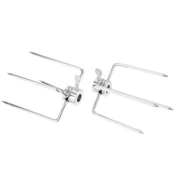 

2pcs BBQ Stainless Steel Spit Forks Charcoal Chicken Beef Grill Rotisserie Barbecue Outdoor Camping Cooking Tools