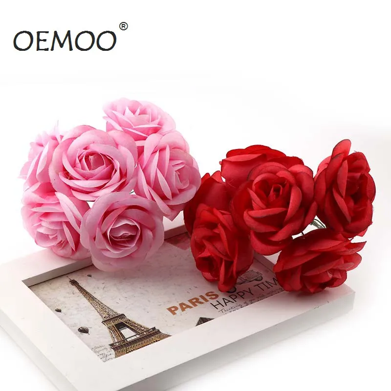 

6pieces 5.5cm Artificial Flowers Silk Rose Highland Flower For DIY Scrapbooking Wreath Wedding Decoration Fake FLowers