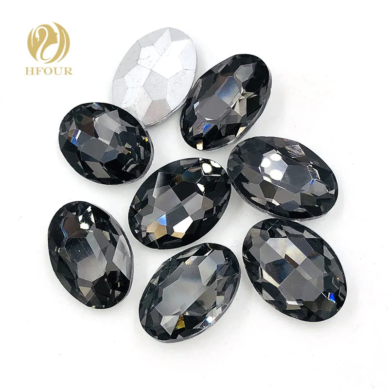 

Hot!! Gray oval shape Pointback glass crystal rhinestones apply to Clothing Decoration and DIY Wedding dress jewelry accessories