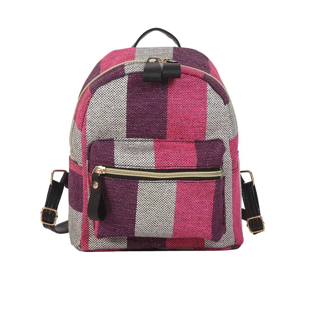 

xiniu Women's Casual Leisure Canvas Students Bag Striped Travels Shoping Backpack bolsa feminina#G35