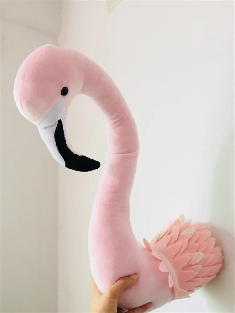 Зебра/Слон/Жираф 3D голова животного настенное украшение Единорог кролик Олень голова настенное крепление для малышей Дети спальня настенный Gif - Цвет: Pink Swan