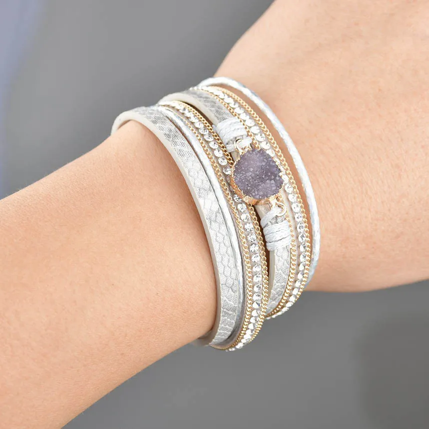 Многослойный кожаный браслет плетеный браслет манжета браслет из сплава Магнитная застежка ювелирные изделия Профессиональный браслет украшения браслет