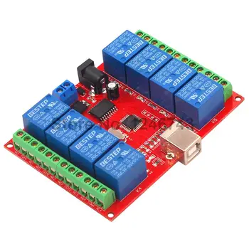 

5V 12V 24V 8 Channel Relay Module Computer USB Control Switch Free Driver PC Intelligent Controller