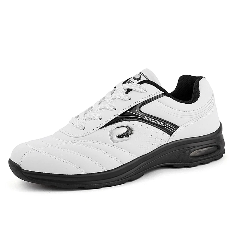 Air Cushion спортивная обувь для мужчин дышащие кожаные кроссовки мужские уличные спортивные кроссовки беговые кроссовки - Цвет: White
