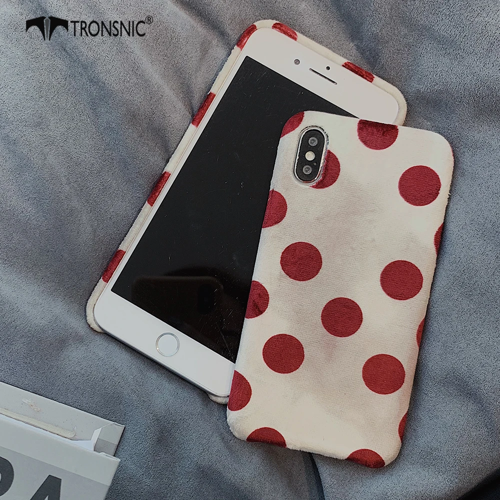 

Tronsnic Wave Point Phone Case for iPhone X XS MAX XR Soft Warm Velvet Cases for iPhone 6S 6 7 8 Plus Red Polka Dots Covers Capa