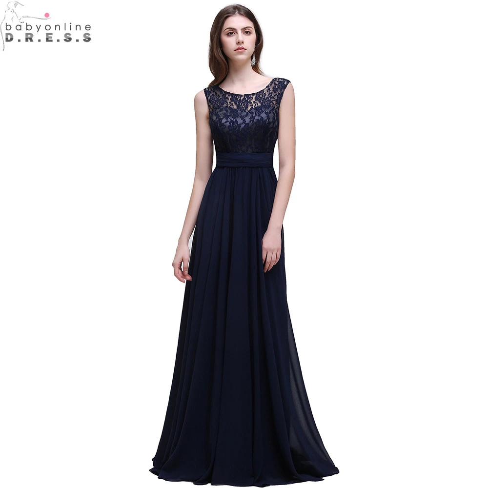 navy a line bridesmaid dress
