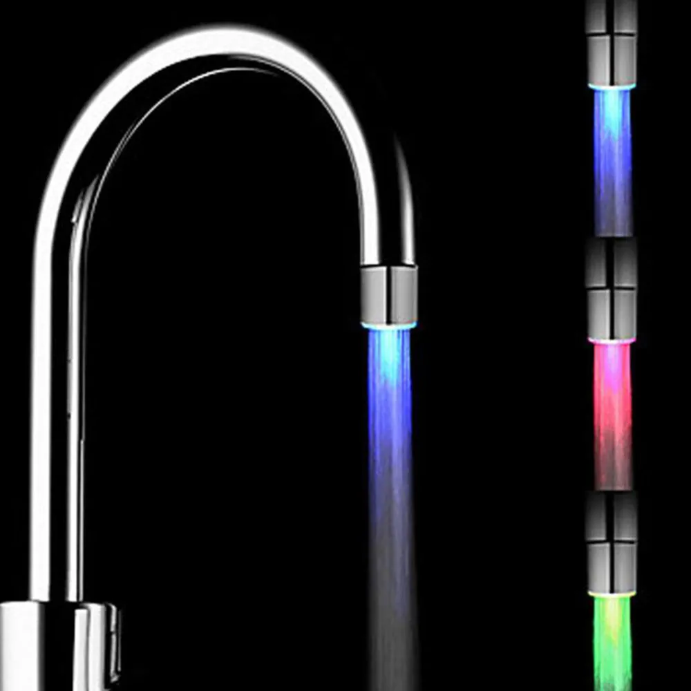 Светодиодный светильник водопроводный кран светящийся душ кухня ванная комната RGB/многоцветный/синий без контроля температуры