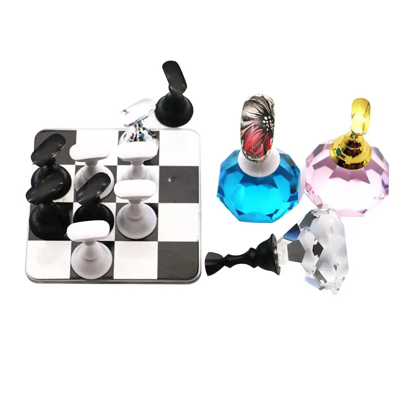 

Acrylic Nail Art Holder Set Crystal Magnetic Chess Board Fake Nails Tips Gel Polish Practice False Display Manicure Tool
