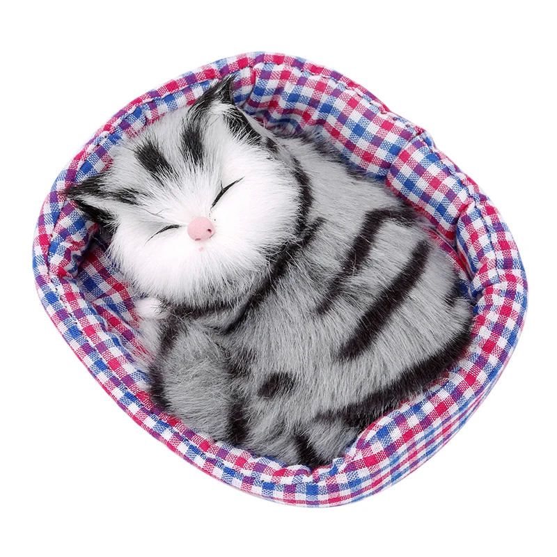 Новые Kawaii Имитационные издающие звук спящие кошки плюшевые игрушки с гнездом