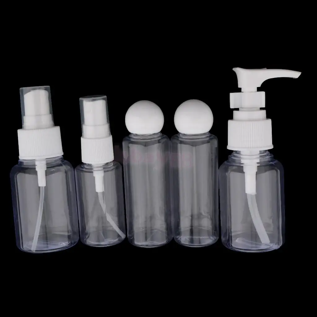 5 Pack Travel Size Toiletry Bottles Set, Clear Cosmetic Lotion Cream