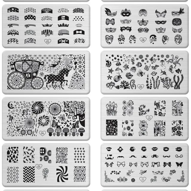 1pc stainless steel nail art stamping plate fashion patterns nails