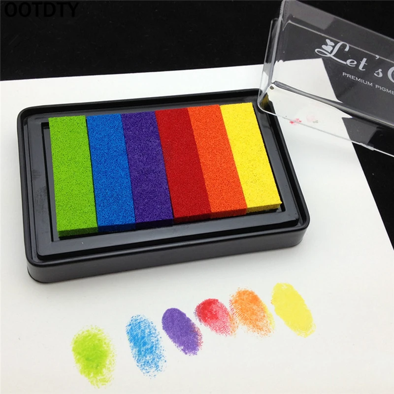 OOTDTY Rainbow Multicolor Ink Pad Oil Based for Stamp Scrapbook Photo