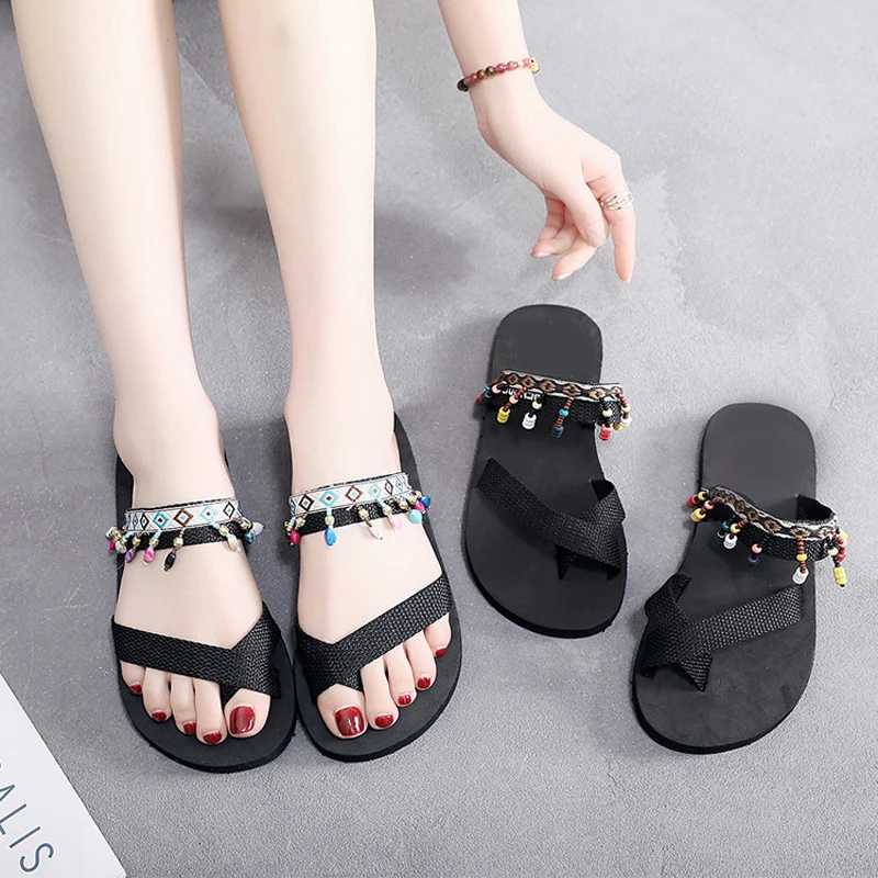 

Summer bohemian flip-flops Women Flat wit Non-slip slippers wear-resistant sandals 2019 Woman Beach Shoes
