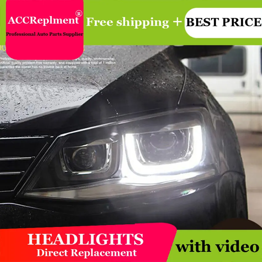 

Car Styling JETTA MK6 Headlights 2011-2014 For VW JETTA LED Headlight angel eyes JETTA GLI LED drl H7 hid Bi-Xenon Lens low beam