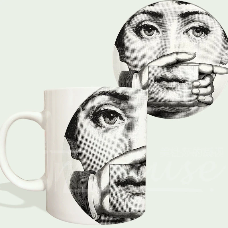 

European Vintage and fashion Fornasetti Printed Lina Cavalieri face Procelain mug cup home decorative coffee/tea cup