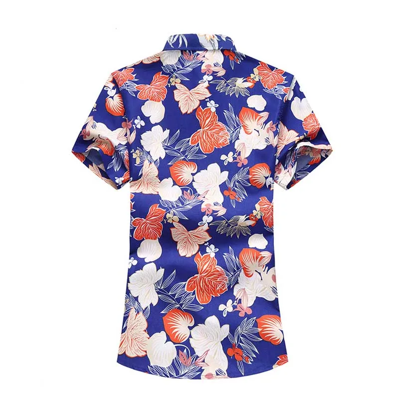 Большой Размеры 5XL 6XL 7XL Для мужчин Летняя мужская хлопковая рубашка Повседневное шорты с цветочным принтом Для мужчин стильные босоножки; пляжные туфли для отдыха в цветочек, Гавайские рубашки