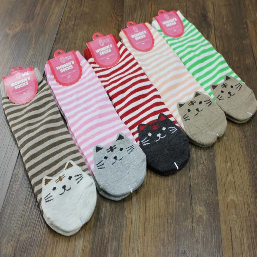 

[COSPLACOOL] HoT 3D animals style striped fashion cartoon socks women 3D cat footprints Cute Cotton Socks