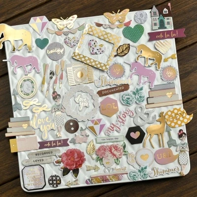 

75pcs My Story Foil Gold Paper Die Cut Stickers for Scrapbooking Happy Planner/Card Making/Journaling Project Craft