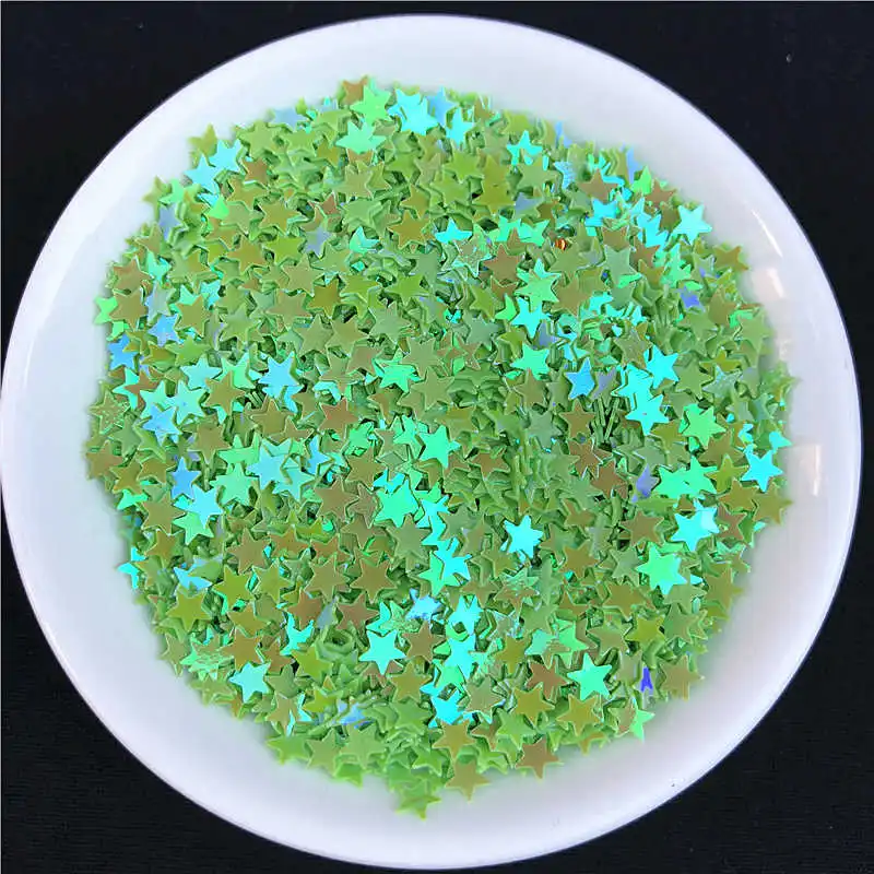 AB Light Green 10 г/упак. 4 мм Star Glitter пайетками для ногтей Красота, леди маникюр, слизь DIY lentejuelas, свадебные украшения конфетти - Цвет: AB Light Green
