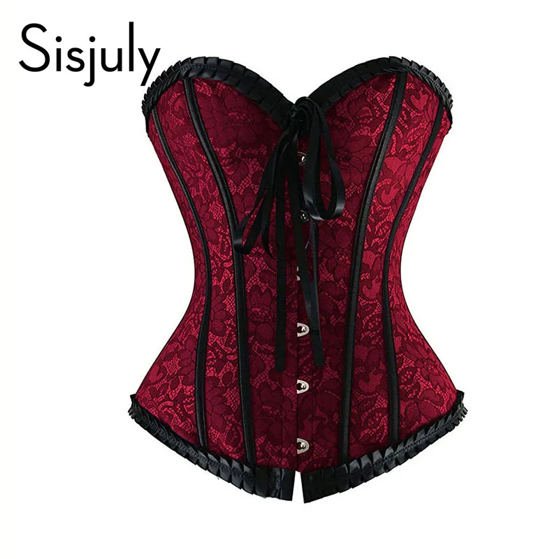 Sisjuly women vintage underbust corset lace up waist corsets bustiers