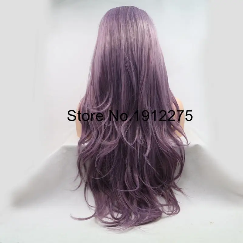 Onda do Corpo Dianteira do Laço Resistente ao Calor Cabelo sem Cola Peruca para as para as Mulheres Sylvia Fibra Longa Sintético Mulheres Parte Lateral Roxo Cosplay Partido Perucas 7 China wig wig Suppliers