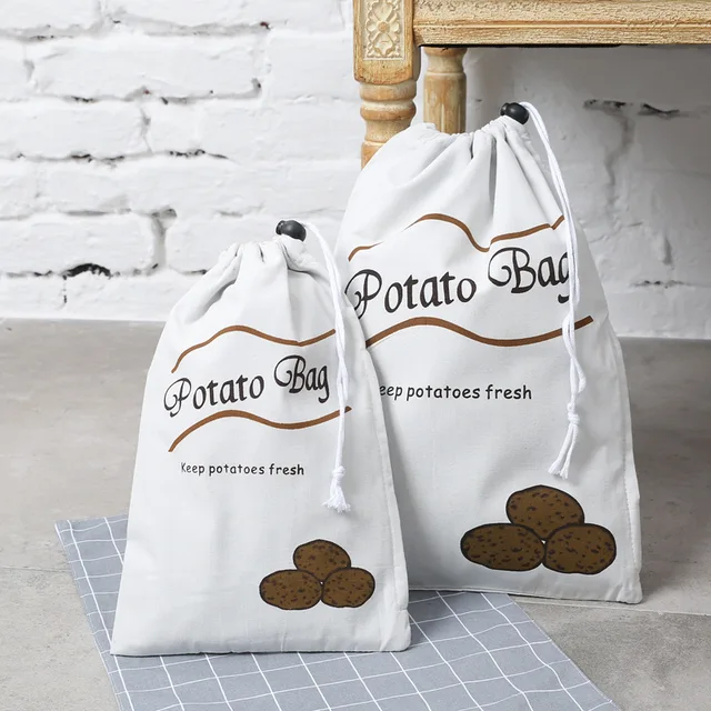 Potato Sprout Free Reusable Vegetable Storage Bag Fabric Cloth Potato Sprout Free Reusable Vegetable Storage Bag Fabric Cloth Drawstring Kitchen Organizer