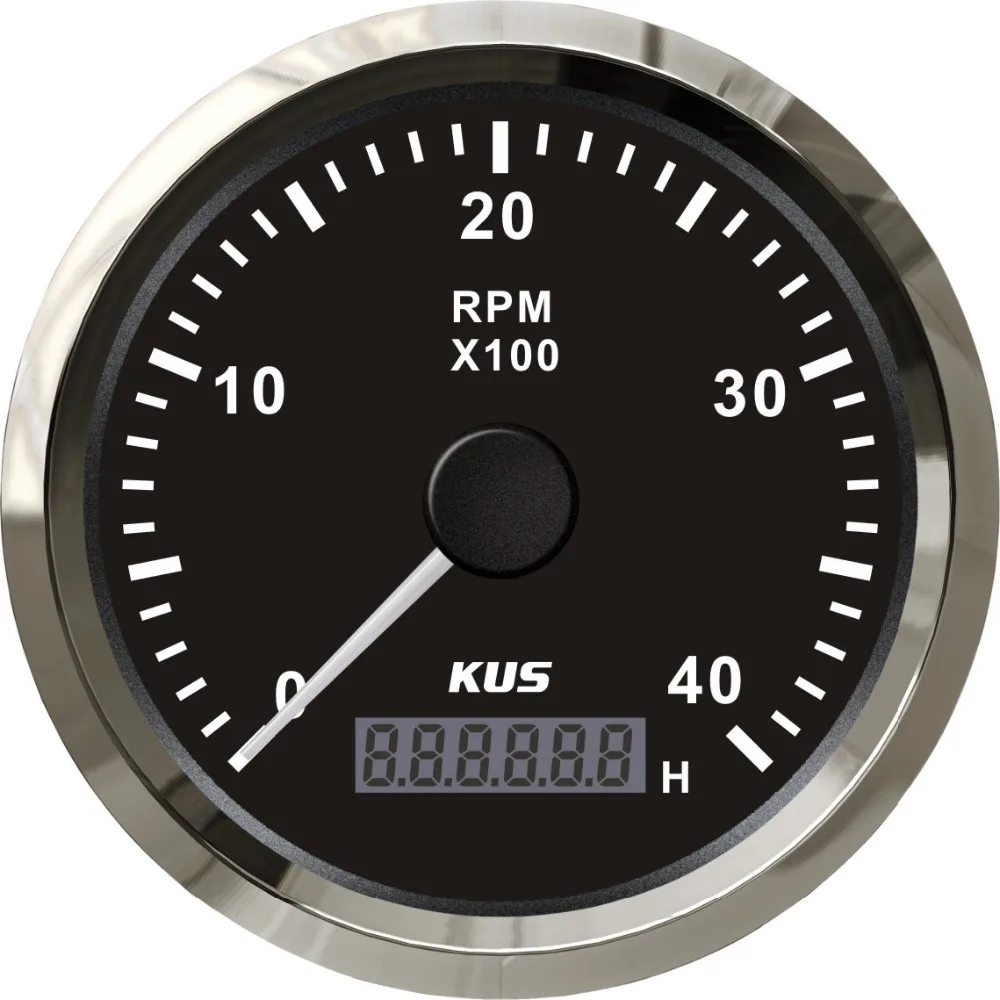 KUS гарантированный 85 мм Тахометр RPM Gauge с счетчиком времени 4000 об/мин 12 В/24 В с подсветкой