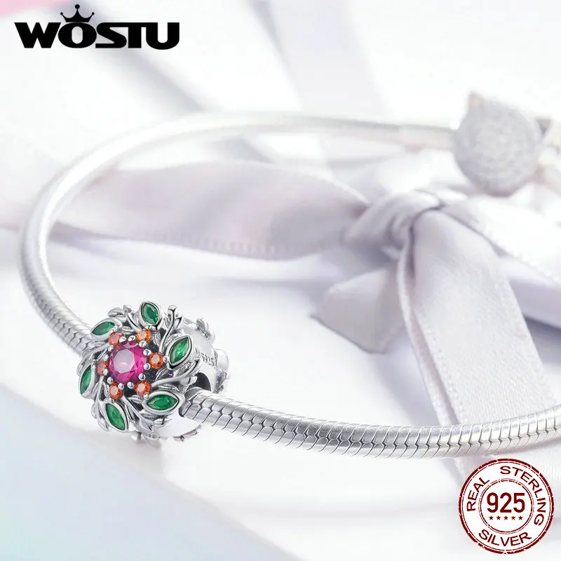 WOSTU Hot Fashion Real 925 Sterling Silver Hope Wreath Beads Fit Charm Bracelet & Necklace Pendant Luxury Jewelry Gift DXC1062