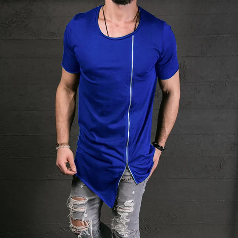 tale køn Ekspert Brand 2016 New Men's Fashion Show Stylish Short T shirt Asymmetrical Side  Zipper Big Neck Short Sleeve T-Shirt _ - AliExpress Mobile