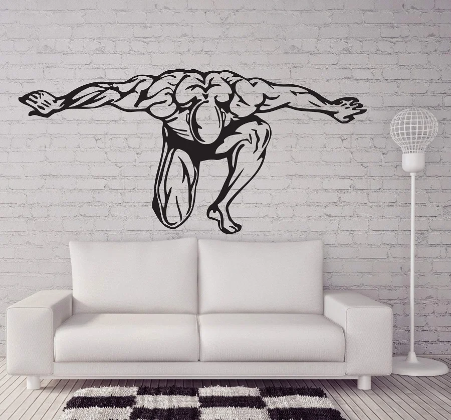

Fitness enthusiast Bodybuilding fitness vinyl wall stickers Fitness Club youth dormitory bedroom home decoration wall decal 2GY6